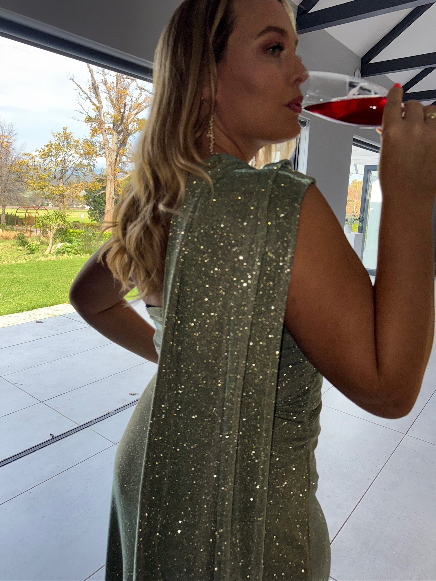 Ruched Glitter Dress